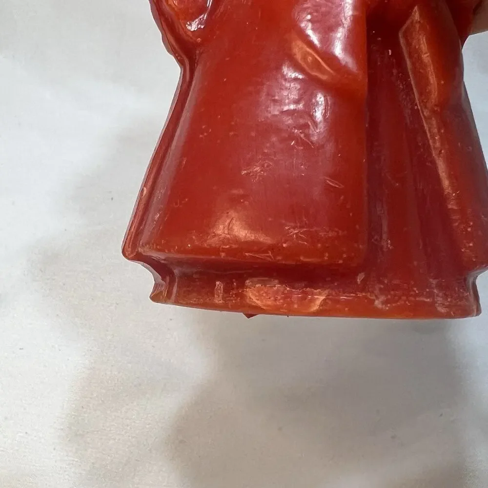 Vintage Chior Angel Red Orange Christmas Wax Candle Mid Century Figurine 7”